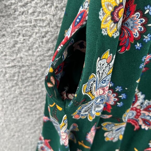 Pomelo Womens Tunic Top Medium Green Floral‎ 3/4 Sleeve Pullover Shirt - Picture 4 of 10